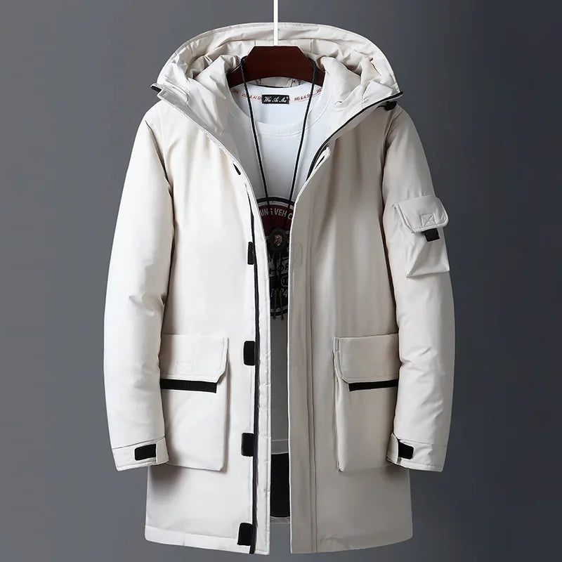Whitaker men's hooded parka in Cream 1