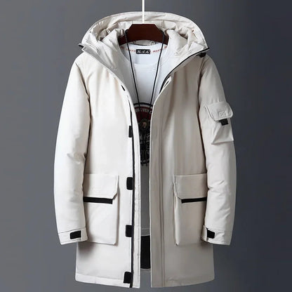 Whitaker men's hooded parka in Cream 1