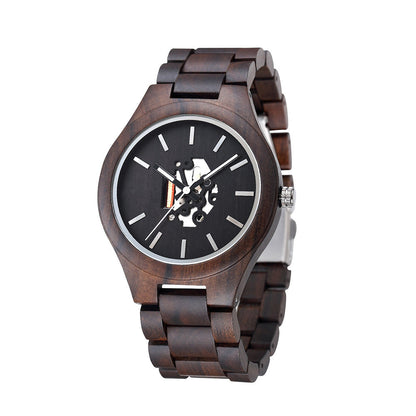 Whitmore wooden skeleton watch in Classic Black 1