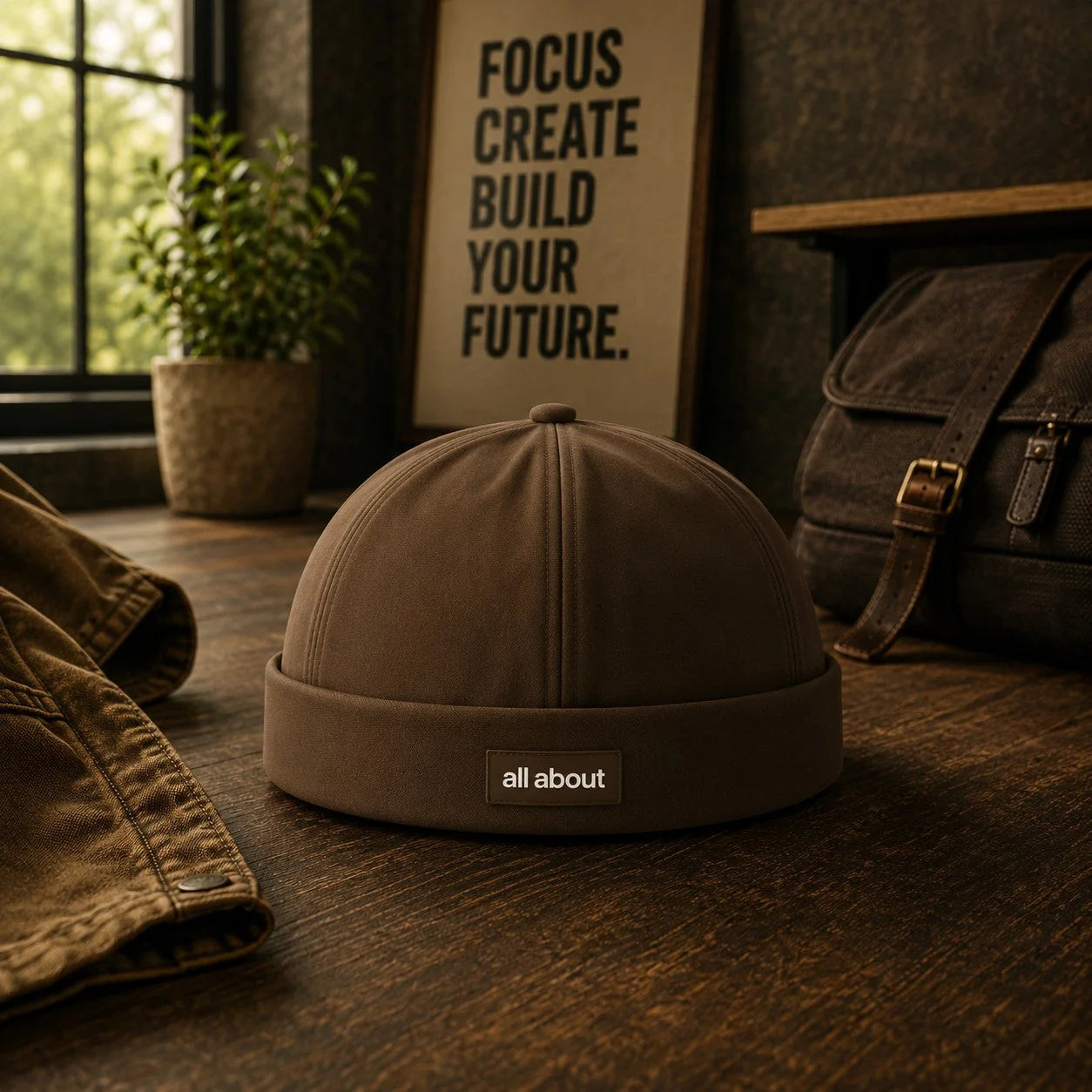 Woven Patch Cap in Coffee