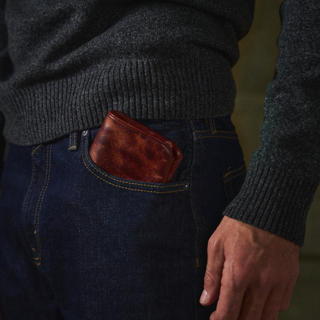 Zachary wallet in a back pocket